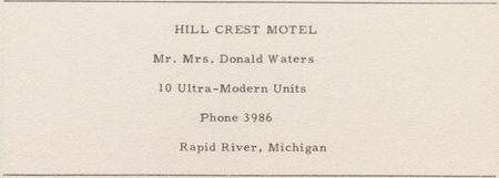 Hillcrest Inn & Motel (Hill Crest Motel) - 1954 Rapid River High School Yearbook Ad